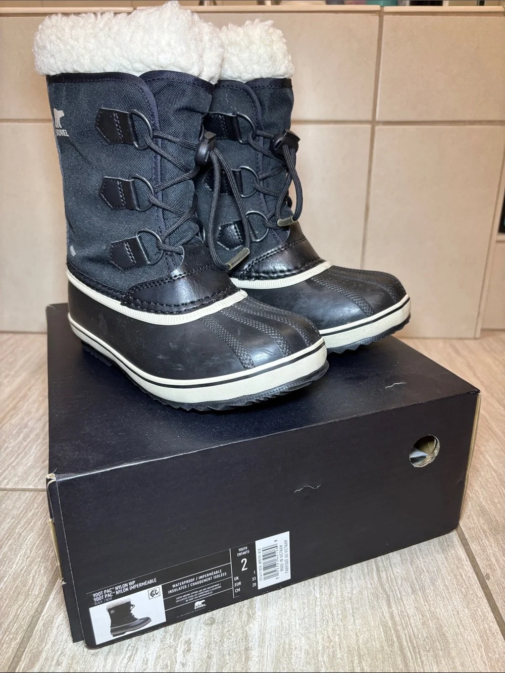 Sorel Youth Yoot Pac Nylon WP Winter Snow Boots with Faux Fur Lining